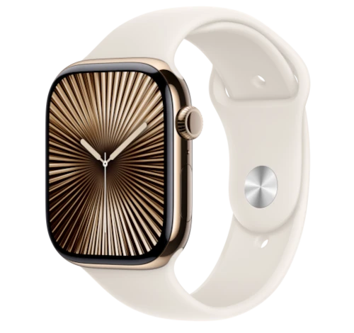 Apple Watch Series 10 46mm Gold Titanium Case wi/ Apple OEM Band A3003 GPS Cellular smartwatch