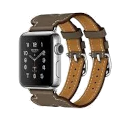 Apple Watch Series 2 Hermes 38mm SS Etoupe Swift Leather Double Buckle Cuff MNQ72LL/A