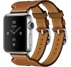 Apple Watch Series 2 Hermes 38mm SS Fauve Barenia Leather Double Buckle Cuff MQ1F2LL/A smartwatch