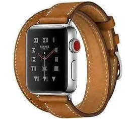 Apple Watch Series 2 Hermes 38mm SS Fauve Barenia Leather Double Tour Band MNQ92LL/A