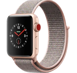 Apple Watch Series 3 38mm Gold Aluminum Pink Sand Sport Loop MQJU2LL/A GPS Cellular