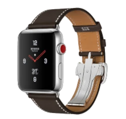 Apple Watch Series 3 Hermes 42mm SS Ebene Barenia Leather Single Tour Deployment Buckle MQLT2LL/A GPS Cellular