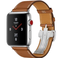Apple Watch Series 3 Hermes 42mm SS Fauve Barenia Leather Single Tour Deployment Buckle MQLR2LL/A GPS Cellular