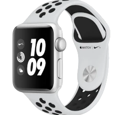 Apple Watch Series 3 Nike Plus 38mm Silver Aluminum Pure Platinum Black Sport Band MQKX2LL/A GPS Only smartwatch