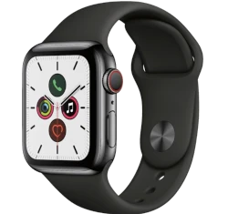 Apple Watch Series 4 40mm Space Black SS Black Sport Band MTUN2LL/A GPS Cellular smartwatch
