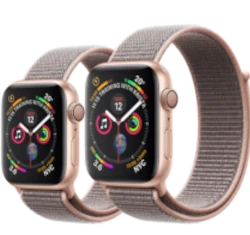 Apple Watch Series 4 44mm Gold Aluminum Pink Fabric Sport Loop MTV12LL/A GPS Cellular