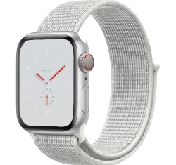 Apple Watch Series 4 44mm Silver Aluminum Seashell Fabric Sport Loop MU6C2LL/A GPS Only smartwatch