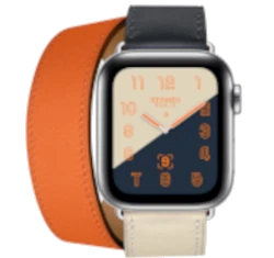 Apple Watch Series 4 Hermes 40mm SS Indigo Craie Orange Leather Double Tour MU7K2LL/A GPS Cellular smartwatch