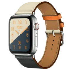Apple Watch Series 4 Hermes 44mm SS Indigo Craie Orange Leather Single Tour MU6X2LL/A GPS Cellular