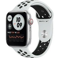 Apple Watch Series 4 Nike 44mm Silver Aluminum Pure Platinum Black Sport Band MTXC2LL/A GPS Cellular
