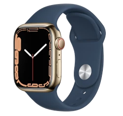 Apple Watch Series 7 41mm Gold Stainless Steel Case with Apple OEM Band A2475 GPS Cellular