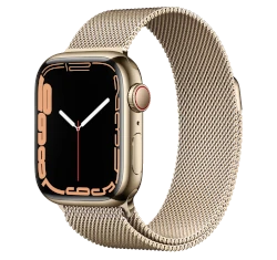 Apple Watch Series 7 41mm Gold Stainless Steel Case with Milanese Loop A2475 GPS Cellular smartwatch