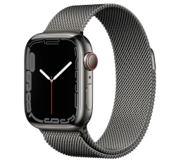 Apple Watch Series 7 41mm Graphite Stainless Steel Case with Milanese Loop A2475 GPS Cellular smartwatch