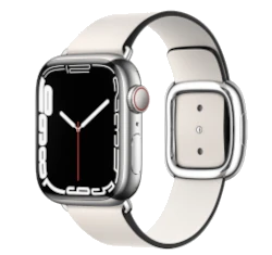 Apple Watch Series 7 41mm Silver Stainless Steel Case with Apple OEM Band A2475 GPS Cellular smartwatch