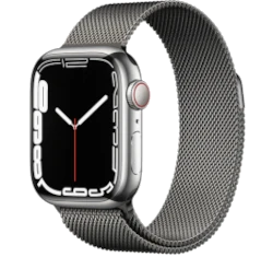 Apple Watch Series 7 41mm Silver Stainless Steel Case with Milanese Loop A2475 GPS Cellular