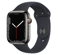 Apple Watch Series 7 45mm Graphite Stainless Steel Case with Apple OEM Band A2477 GPS Cellular smartwatch