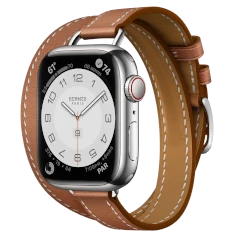 Apple Watch Series 7 Hermes 41mm Silver Stainless Steel Case with Attelage Double Tour A2475 GPS Cellular smartwatch