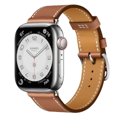 Apple Watch Series 7 Hermes 41mm Silver Stainless Steel Case with Single Tour Deployment Buckle A2475 GPS Cellular