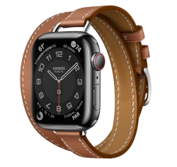 Apple Watch Series 7 Hermes 41mm Space Black Stainless Steel Case with Attelage Double Tour A2475 GPS Cellular smartwatch