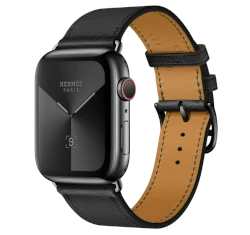 Apple Watch Series 7 Hermes 41mm Space Black Stainless Steel Case with Leather Single Tour A2475 GPS Cellular