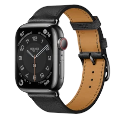 Apple Watch Series 7 Hermes 41mm Space Black Stainless Steel Case with Single Tour Deployment Buckle A2475 GPS Cellular smartwatch