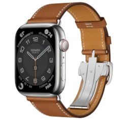 Apple Watch Series 7 Hermes 45mm Silver Stainless Steel Case with Single Tour Deployment Buckle A2477 GPS Cellular