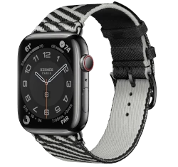 Apple Watch Series 7 Hermes 45mm Space Black Stainless Steel Case with Hermes Jumping Single Tour A2477 GPS Cellular