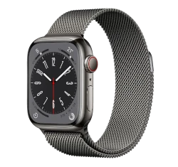 Apple Watch Series 8 41mm Graphite Stainless Steel Case with Apple OEM Band A2772 GPS Cellular