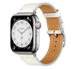 Apple Watch Series 8 41mm Silver Stainless Steel Case with Apple OEM Band A2772 GPS Cellular