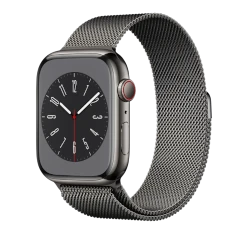 Apple Watch Series 8 45mm Graphite Stainless Steel Case with Apple OEM Band A2774 GPS Cellular smartwatch