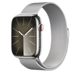 Apple Watch Series 8 45mm Silver Stainless Steel Case with Apple OEM Band A2774 GPS Cellular