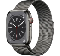 Apple Watch Series 8 45mm Silver Stainless Steel Case with Milanese Loop A2774 GPS Cellular