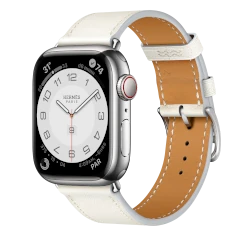 Apple Watch Series 8 Hermes 41mm Silver Stainless Steel Case with H Diagonal Single Tour A2772 GPS Cellular