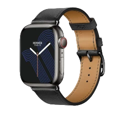 Apple Watch Series 8 Hermes 41mm Space Black Stainless Steel Case with Hermes H Diagonal Single Tour A2772 GPS Cellular smartwatch