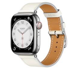 Apple Watch Series 8 Hermes 45mm Silver Stainless Steel Case with Single Tour Deployment Buckle A2774 GPS Cellular