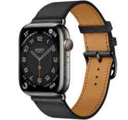 Apple Watch Series 8 Hermes 45mm Space Black Stainless Steel Case with H Diagonal Single Tour A2774 GPS Cellular smartwatch