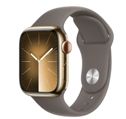 Apple Watch Series 9 41mm Gold Stainless Steel Case with Apple OEM Band A2982 GPS Cellular smartwatch