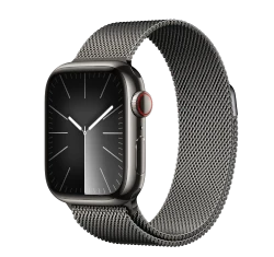 Apple Watch Series 9 41mm Graphite Stainless Steel Case with Milanese Loop A2982 GPS Cellular smartwatch