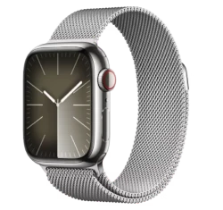 Apple Watch Series 9 41mm Silver Aluminum Case with Apple OEM Band A2982 GPS Cellular smartwatch