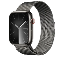 Apple Watch Series 9 45mm Graphite Stainless Steel Case with Milanese Loop A2984 GPS Cellular smartwatch