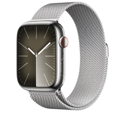 Apple Watch Series 9 45mm Silver Stainless Steel Case with Link Bracelet A2984 GPS Cellular smartwatch