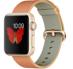 Apple Watch Sport 38mm Gold Aluminum Gold Red Woven Nylon Band MMF52LL/A smartwatch