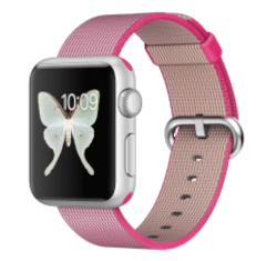 Apple Watch Sport 38mm Silver Aluminum Pink Woven Nylon Band MMF32LL/A smartwatch