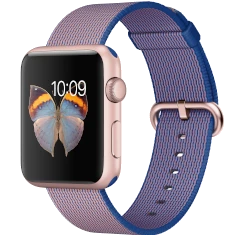Apple Watch Sport 42mm Rose Gold Aluminum Royal Blue Woven Nylon Band MMFP2LL/A smartwatch